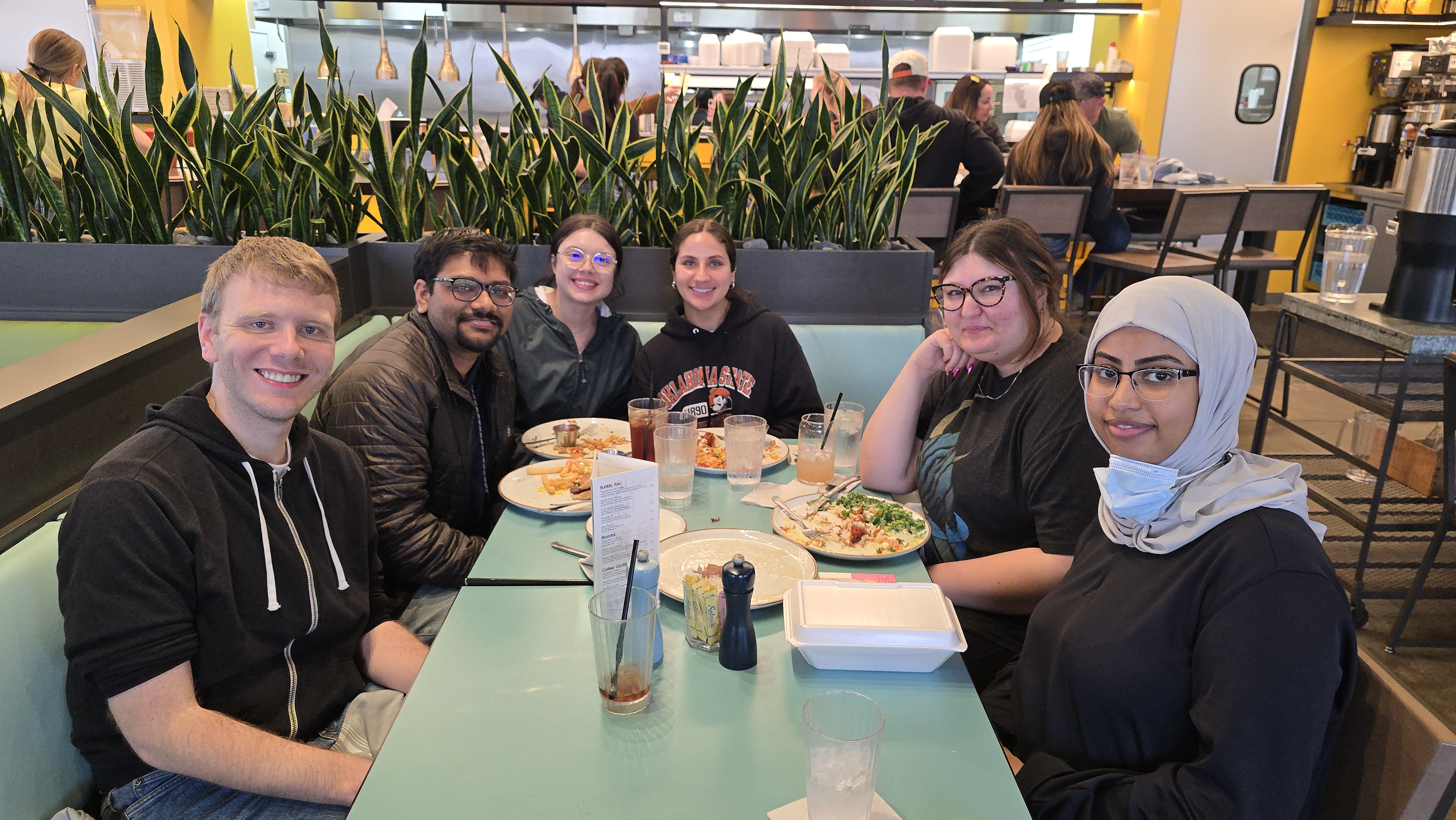 Photograph of Reed, Niladri, Elixiva, Sydney, Madeline, and Akram at Hatch